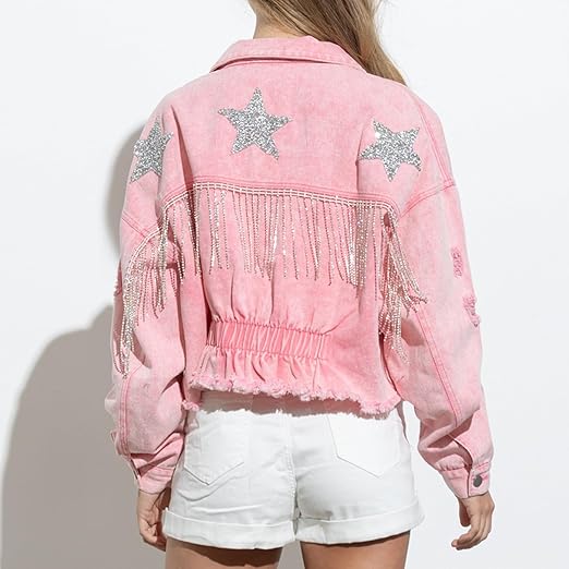 Jaqueta Feminina Jeans Rosa - (Promoção de inverno 2026)