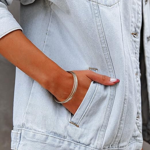 Jaqueta Jeans Feminina Solta Com Manga Para o Inverno – (Promoção de Inverno 2026)