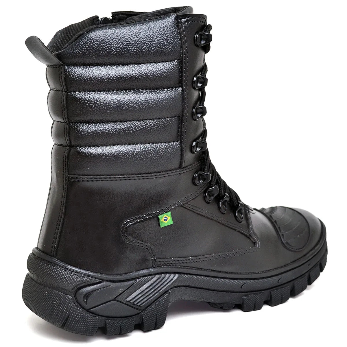 Bota Masculina Militar Monocromática com Zíper e Cadarço - (Promoção de Inverno 2026)