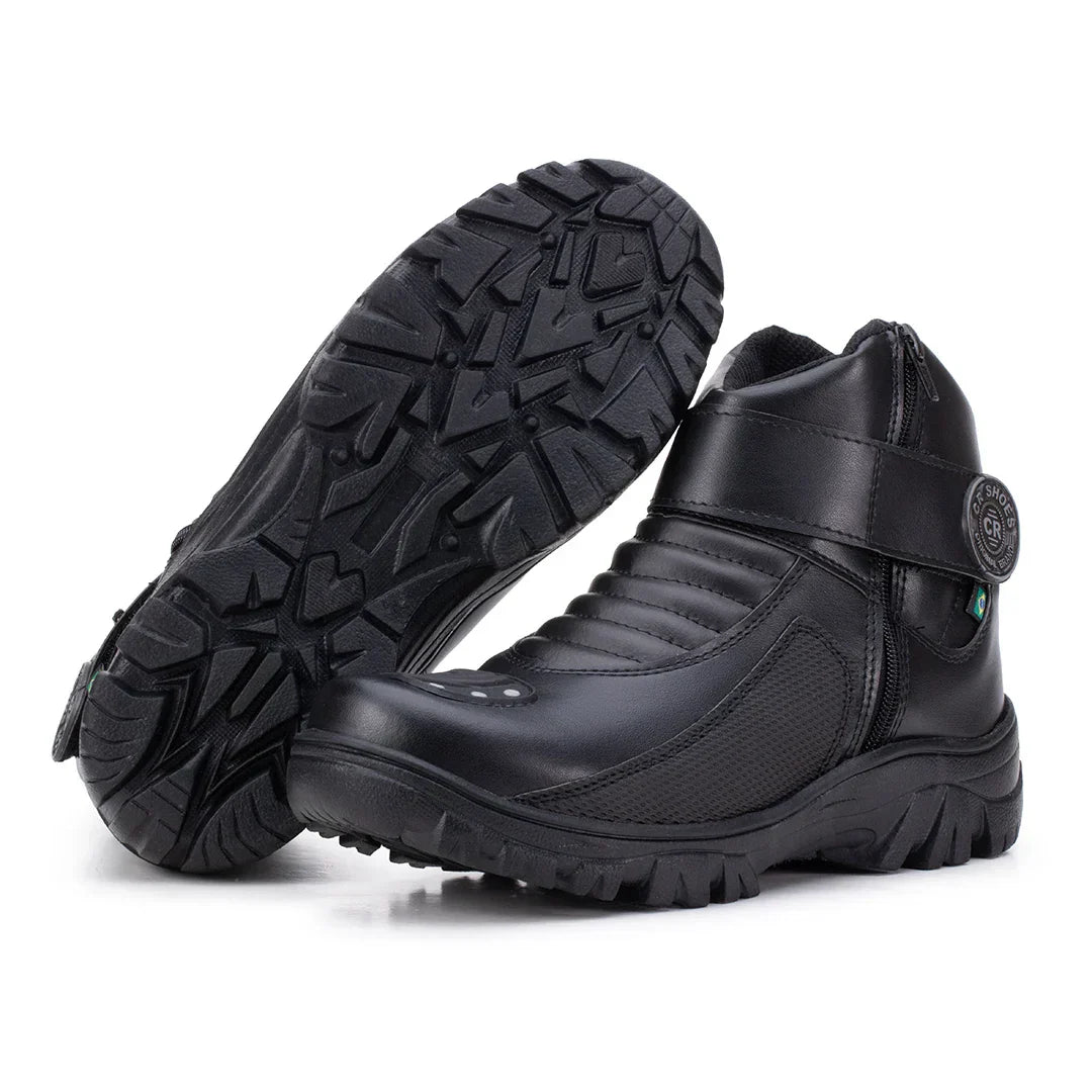 Bota Masculina Biker Militar Monocromática com Zíper Lateral - (Promoção de Inverno 2026)
