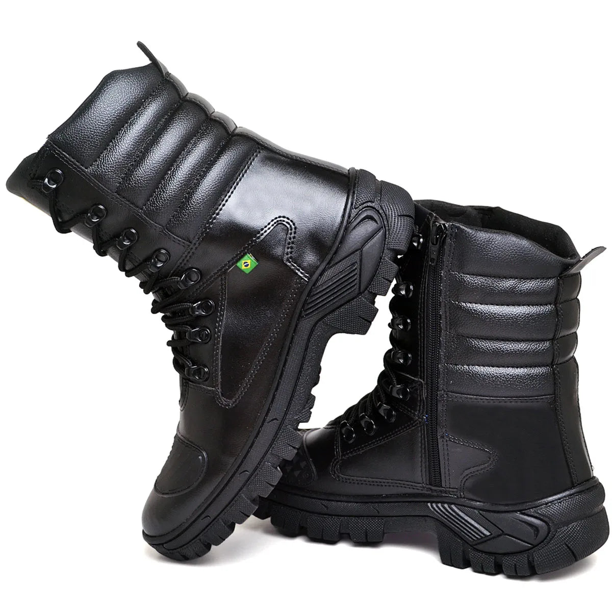 Bota Masculina Militar Monocromática com Zíper e Cadarço - (Promoção de Inverno 2026)