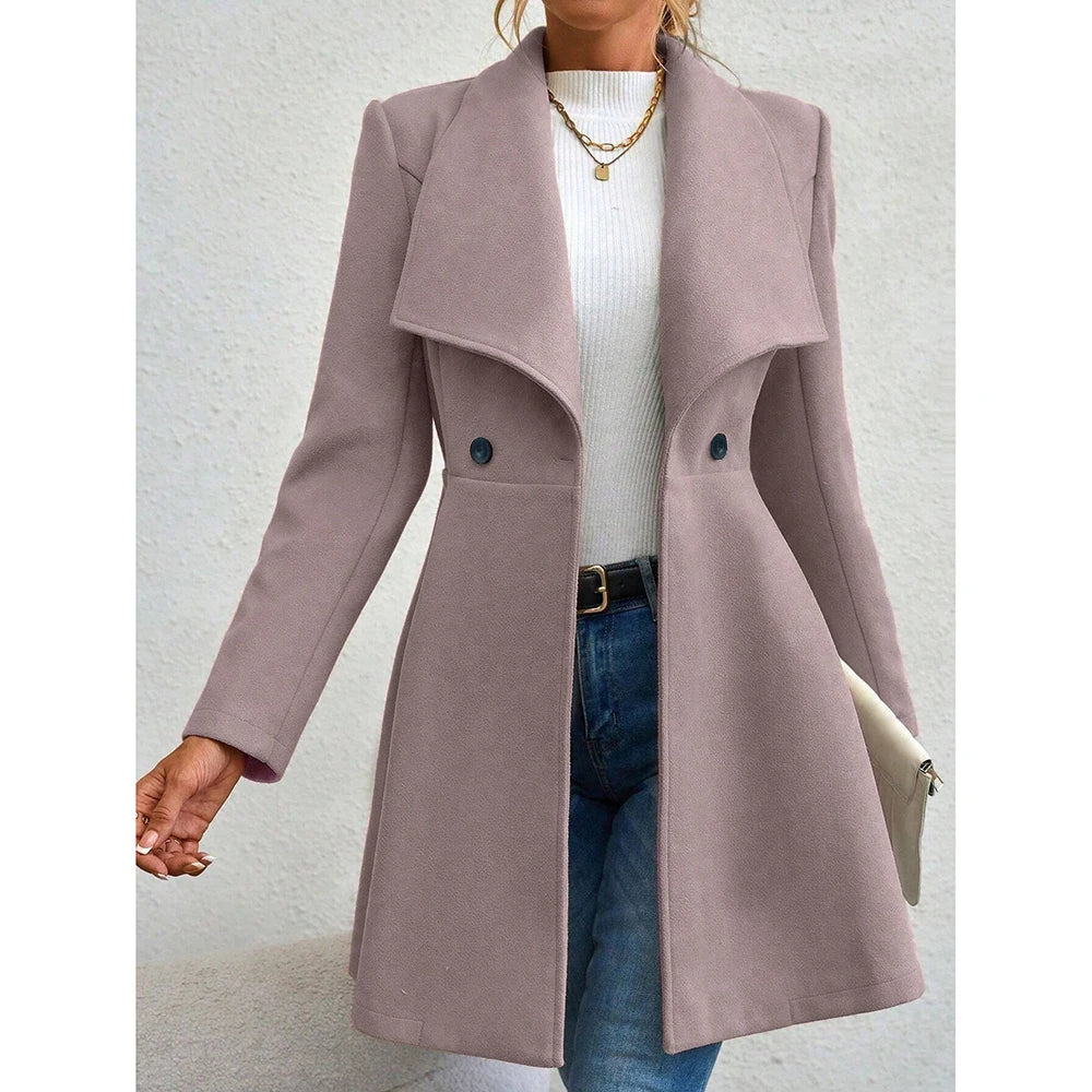 Casaco Feminino de Inverno com Gols Lapel e Botões - (Promoção de Inverno 2026)