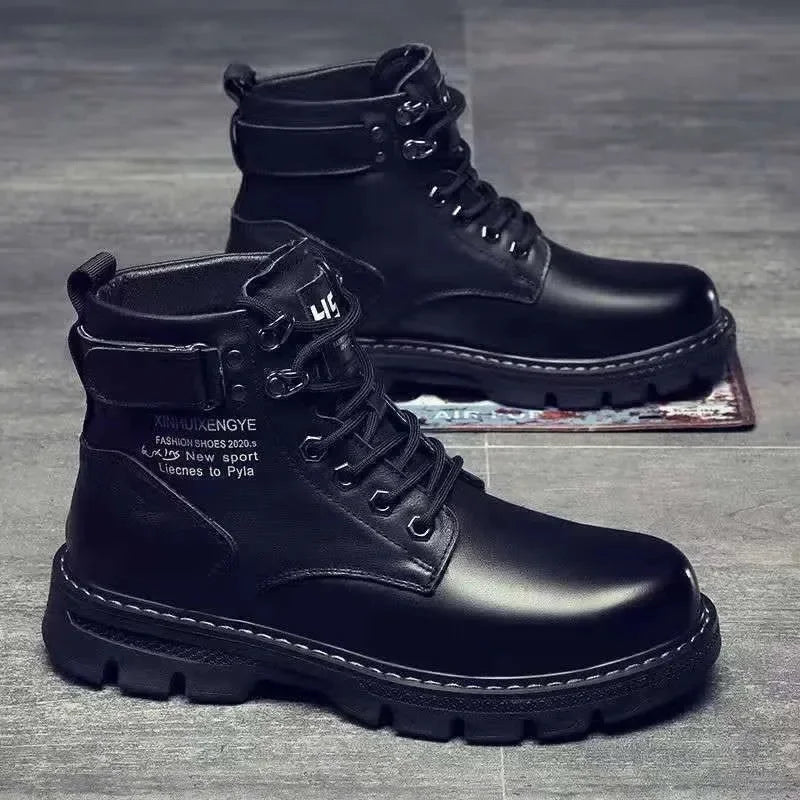 Bota Masculina de Cano Alto Estilo Motoqueiro Impermeável com Design Casual – (Promoção de Inverno 2026)
