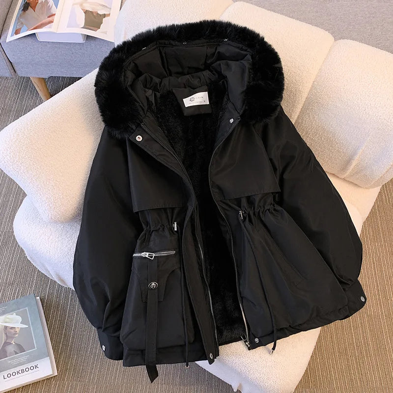 Casaco Feminino com Capuz Forrado a Polar Parka Acolchoada - (Promoção de Inverno 2026)