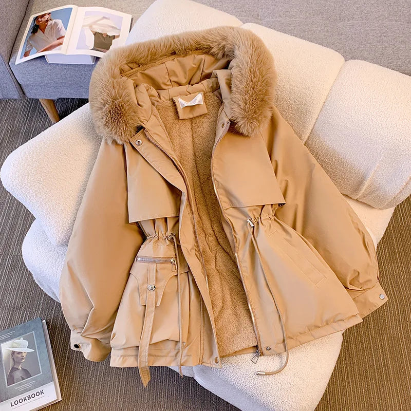 Casaco Feminino com Capuz Forrado a Polar Parka Acolchoada - (Promoção de Inverno 2026)
