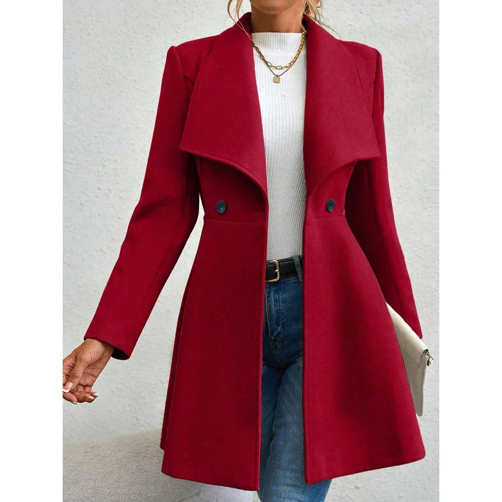 Casaco Feminino de Inverno com Gols Lapel e Botões - (Promoção de Inverno 2026)