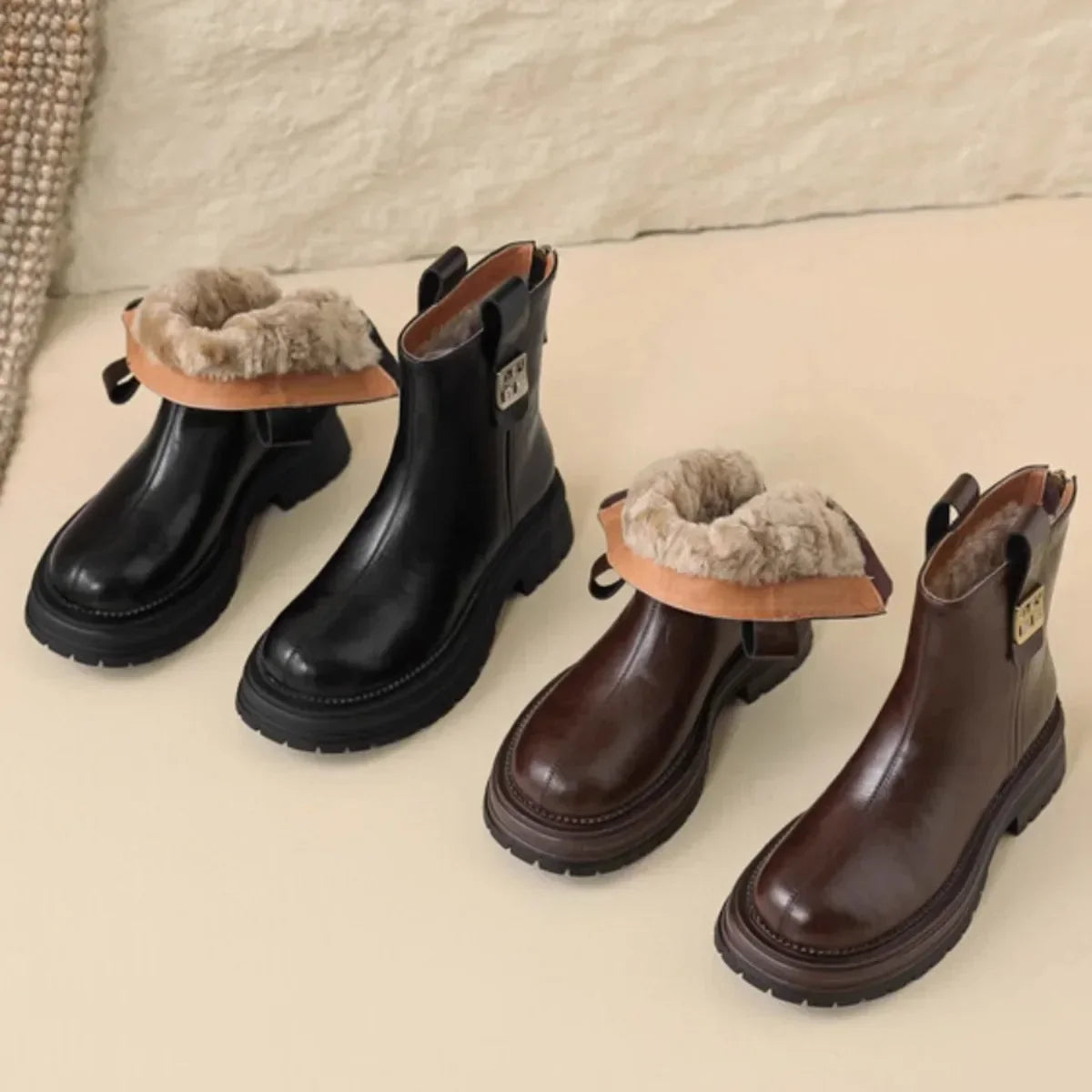 Bota Feminina Vintage com Salto Médio e Forro Design Fashion Solado Grosso – (Promoção de Inverno 2026)