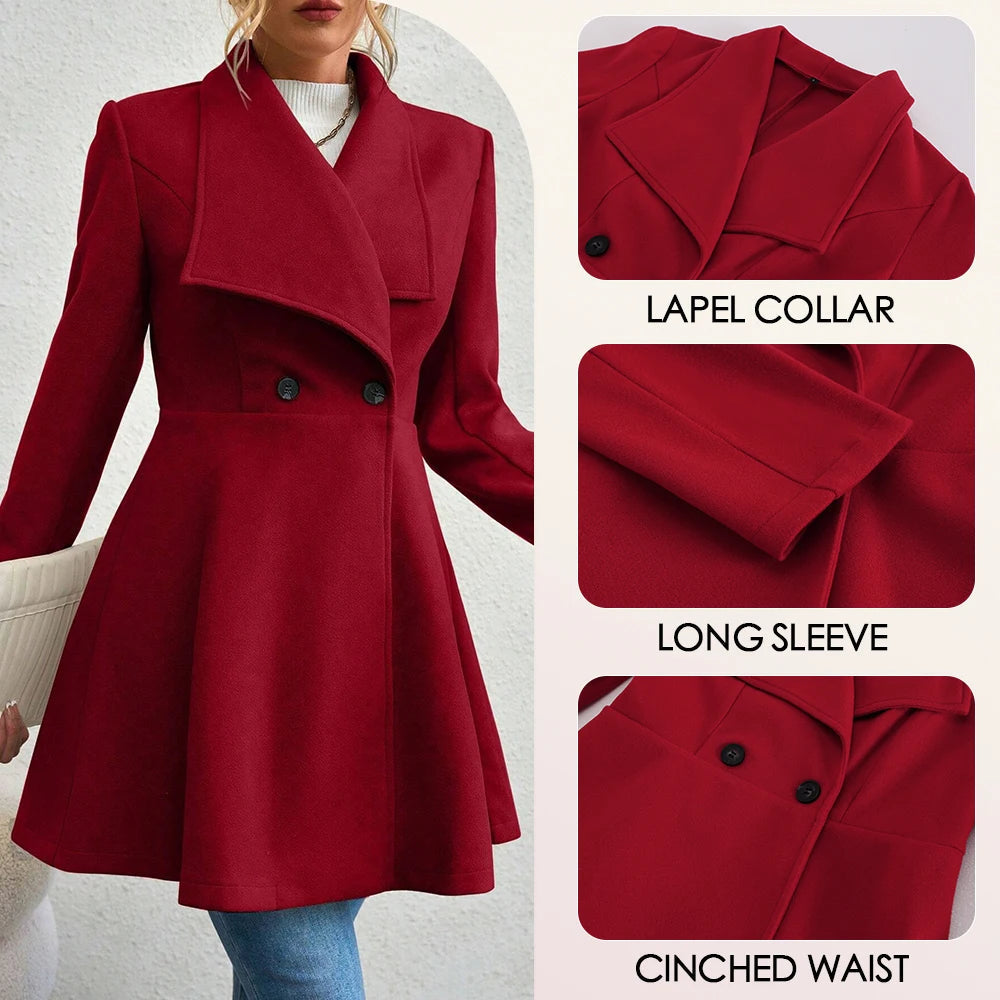 Casaco Feminino de Inverno com Gols Lapel e Botões - (Promoção de Inverno 2026)