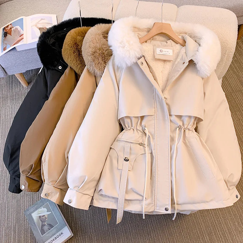 Casaco Feminino com Capuz Forrado a Polar Parka Acolchoada - (Promoção de Inverno 2026)