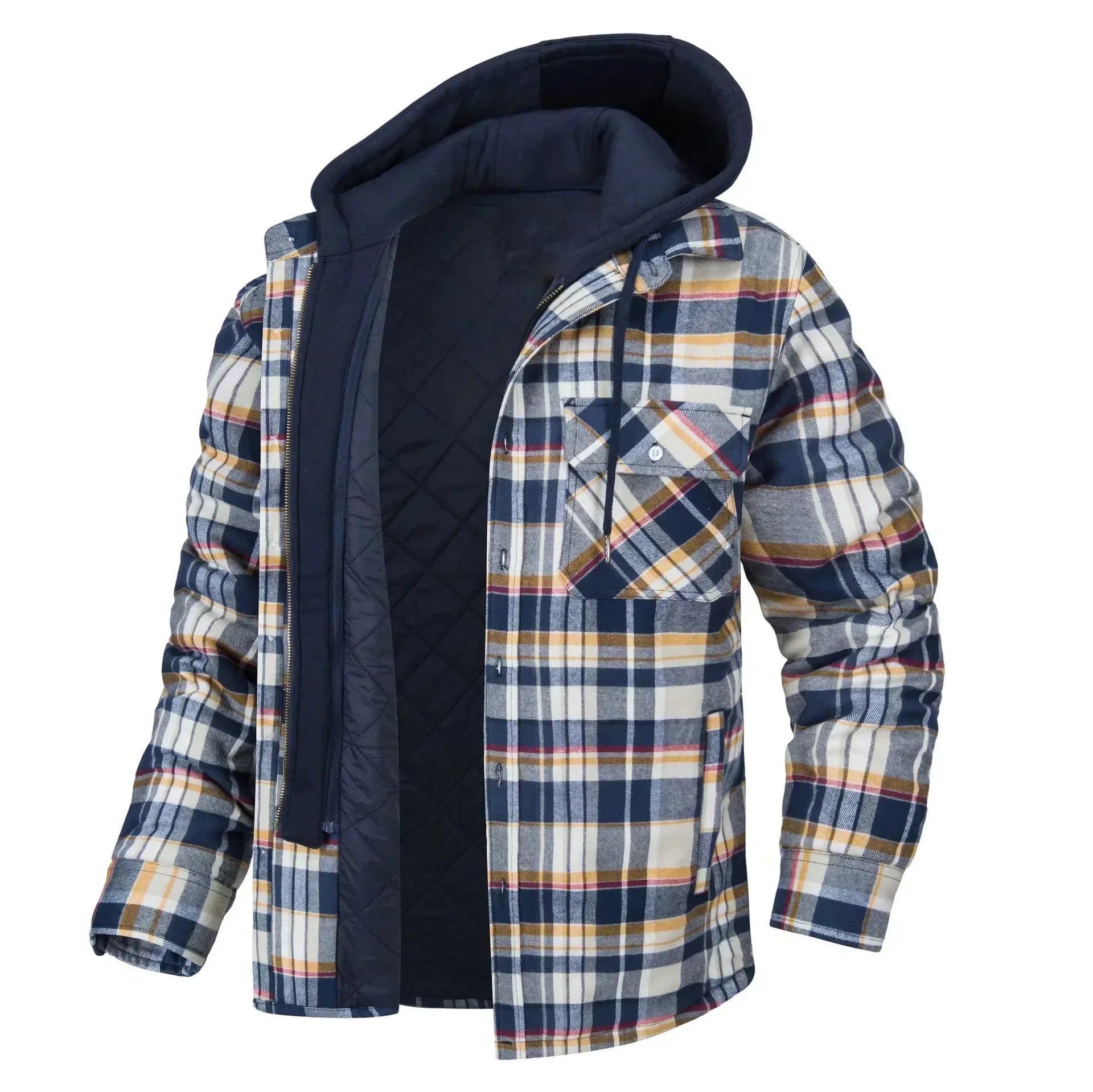 Casaco Masculino Quadriculado Para Inverno com Capuz Forro de Algodão - (Promoção de Inverno 2026)