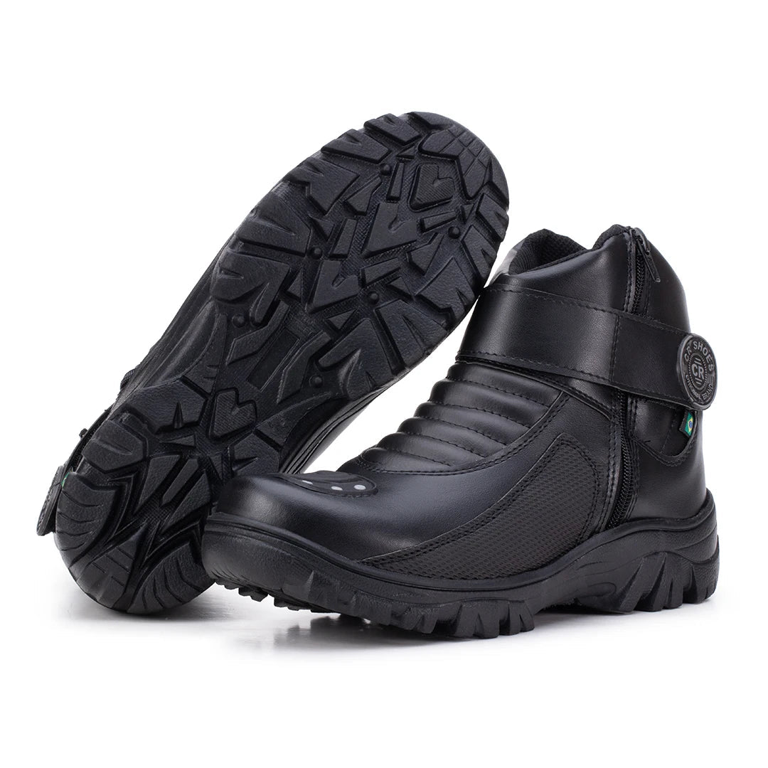 Bota Masculina Biker Militar Monocromática com Zíper Lateral - (Promoção de Inverno 2026)