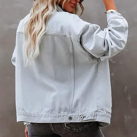 Jaqueta Jeans Feminina Solta Com Manga Para o Inverno – (Promoção de Inverno 2026)