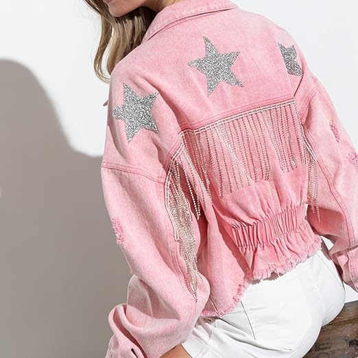 Jaqueta Feminina Jeans Rosa - (Promoção de inverno 2026)
