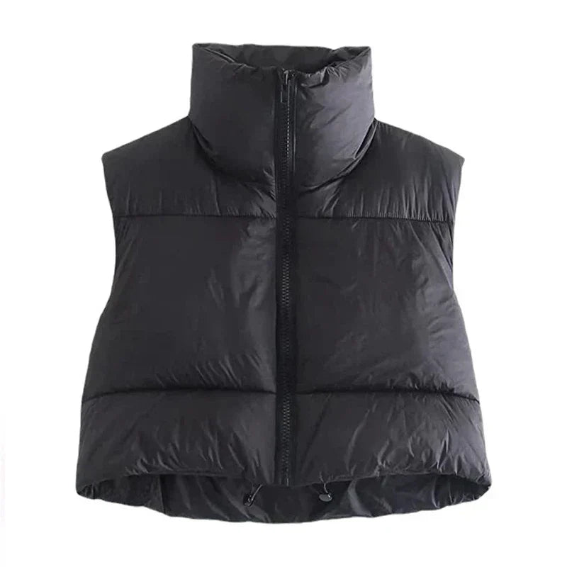 Colete Feminino Acolchoado sem Mangas Gola Alta em Algodão - (Promoção de Inverno 2026)