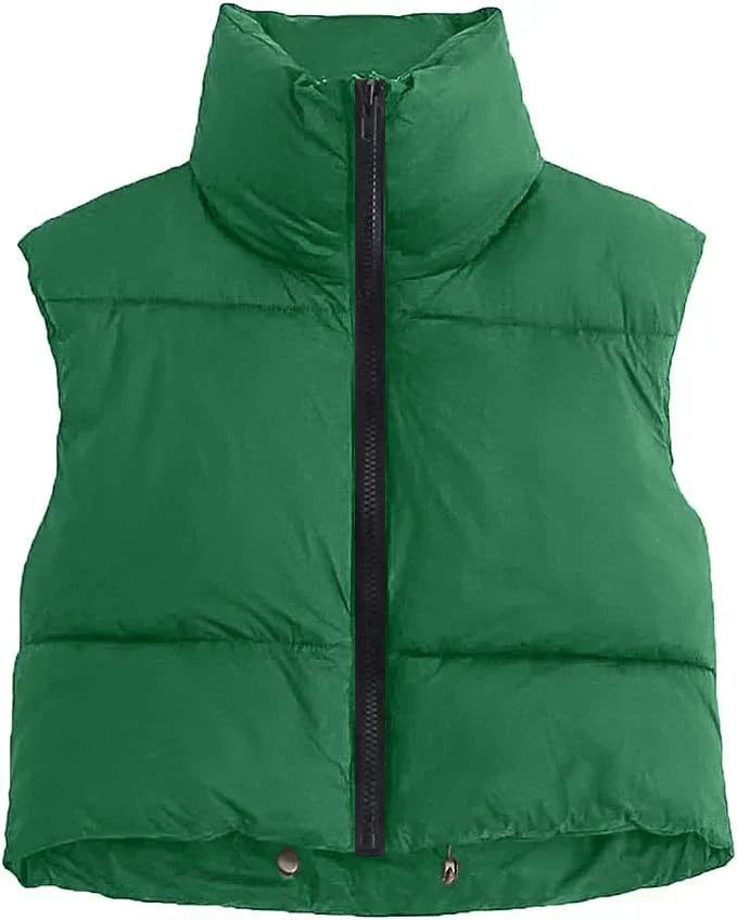 Colete Feminino Acolchoado sem Mangas Gola Alta em Algodão - (Promoção de Inverno 2026)