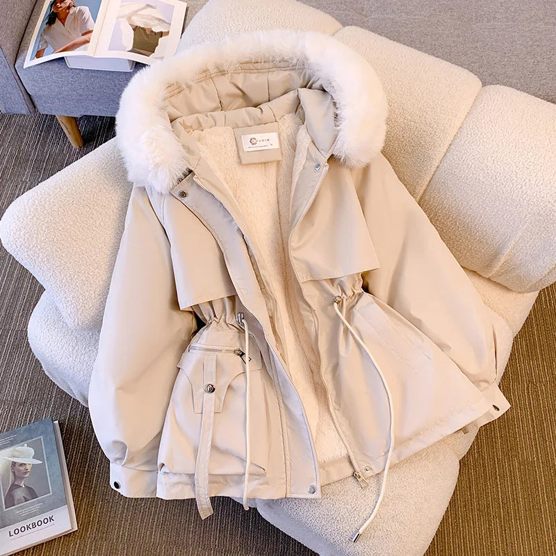 Casaco Feminino com Capuz Forrado a Polar Parka Acolchoada - (Promoção de Inverno 2026)