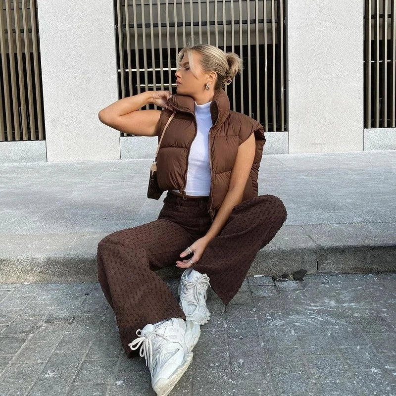 Colete Feminino Acolchoado sem Mangas Gola Alta em Algodão - (Promoção de Inverno 2026)