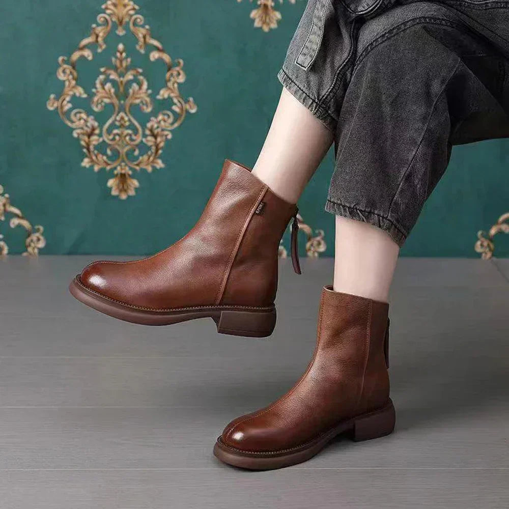 Bota de Couro Vintage Casual Classy