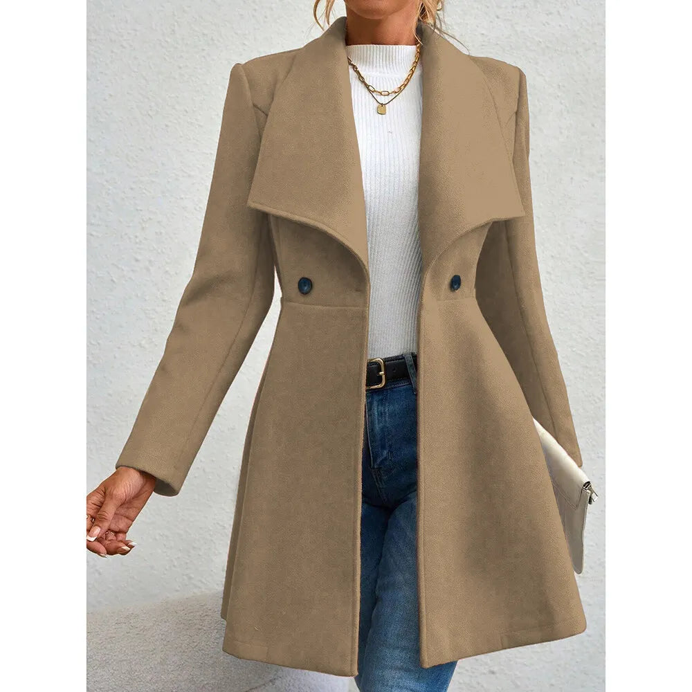 Casaco Feminino de Inverno com Gols Lapel e Botões - (Promoção de Inverno 2026)