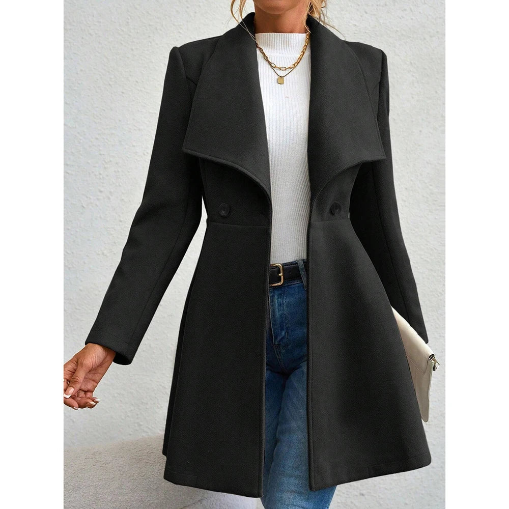 Casaco Feminino de Inverno com Gols Lapel e Botões - (Promoção de Inverno 2026)