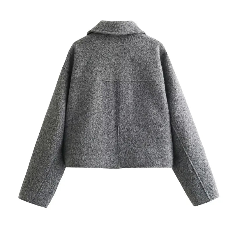 Jaqueta Feminina Curta em Tweed com Zíper - Modelo Cropped - (Promoção de Inverno 2026)