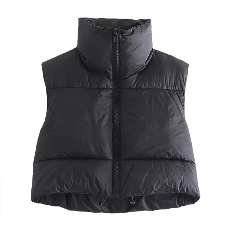 Colete Feminino Acolchoado sem Mangas Gola Alta em Algodão - (Promoção de Inverno 2026)