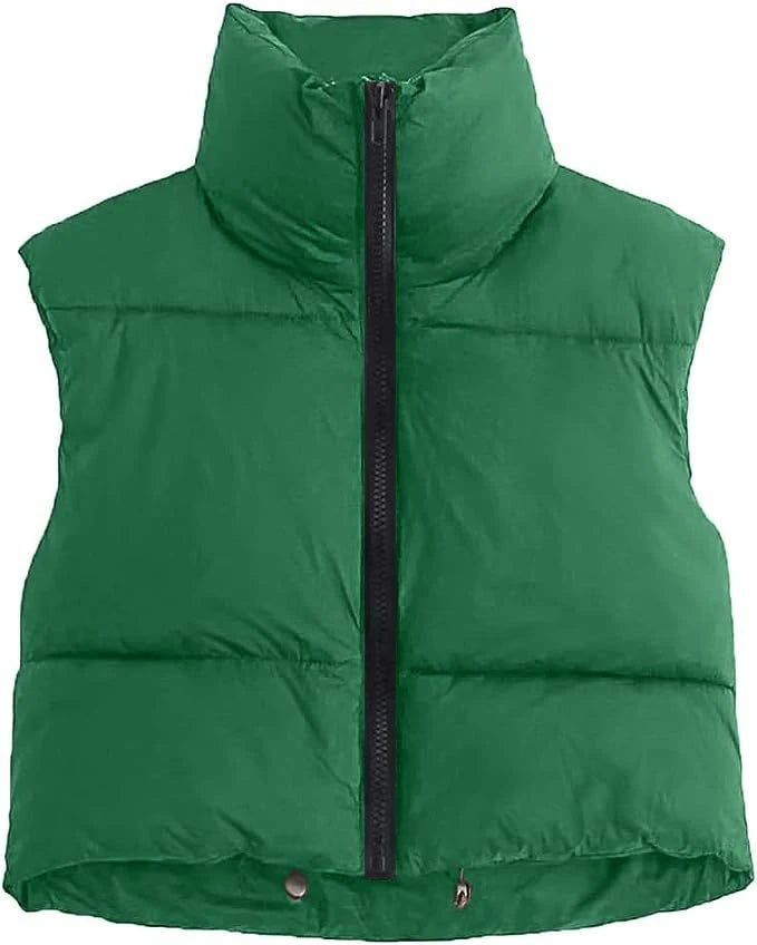 Colete Feminino Acolchoado sem Mangas Gola Alta em Algodão - (Promoção de Inverno 2026)